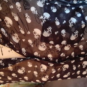 Groggy black and white skull pattern sheer blouse Size medium